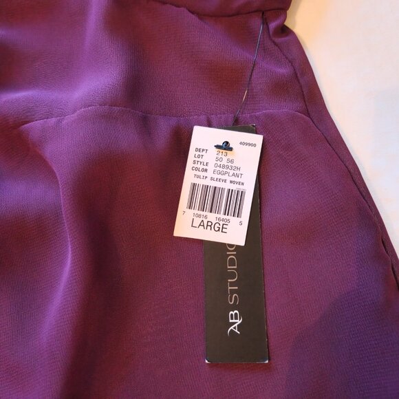 New AB Studio top Women's large Tulip sleeves Sheer fairy breezy lightweight - Picture 13 of 16